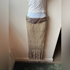 Boho Siren Hourglass Mermaid Crochet Style Maxi Skirt Festival Coachella Cami L